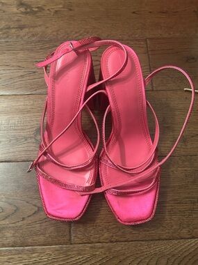 Women's Pink Strappy Heeled Sandals